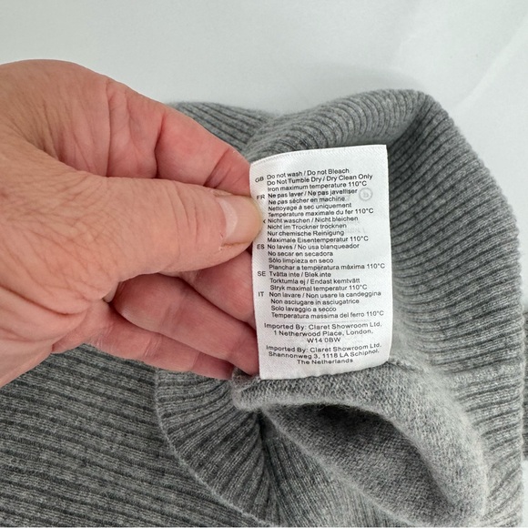 Madeleine Thompson Women's Puff Sleeves Crew Neck Cashmere Sweater Size S Gray - Picture 9 of 10